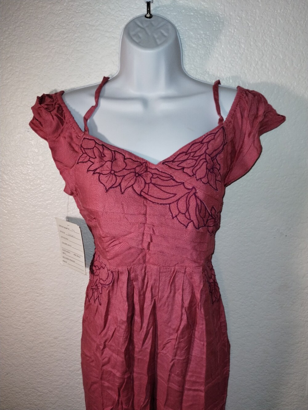 Free People Jumpsuit Size XS Pinky Mauve Embroidered Details NWT